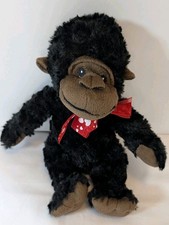 Gorilla Monkey Plush Valentines Day W Heart Ribbon 9"