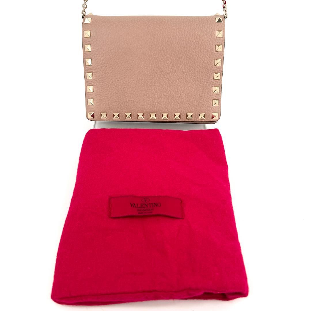 Valentino Garavani Rockstud Pink Leather Wallet on Chain Shoulder Bag, Mini, AB thumbnail 14