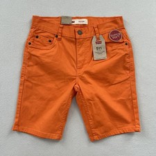 NWT Levi s 511 Slim Short Orange Denim Super Soft Stretch Youth 14 Reg Waist 27