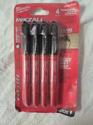 Milwaukee Inkzall Jobsite Permanent Marker, Fine Point Black (4-Pack)