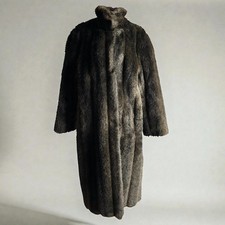 Vintage 1970s 1980s Brown Faux Fur Coat L