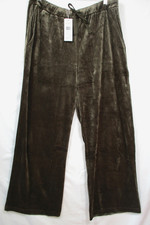 -NWT Eileen Fisher BRNCH Wide F/L Pant Cozy Velour Knit Brown/Green Size L