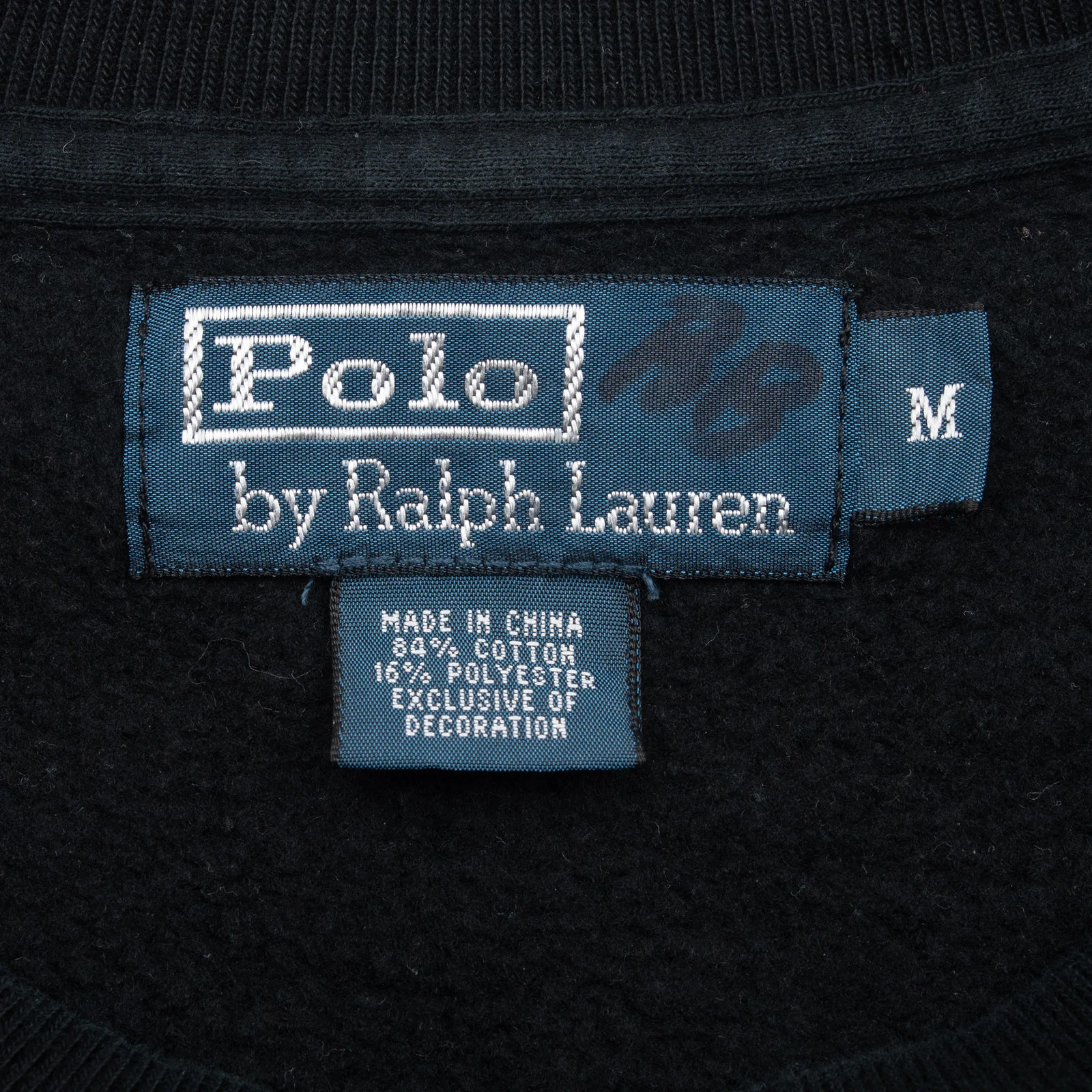 VINTAGE RALPH LAUREN 1990S CLASSIC BLACK CREWNECK SWEATSHIRT MEDIUM