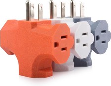 3 Way Plug Adapter 3 Prong Outlet Splitter 15A 1875W UL Listed 3 Pack