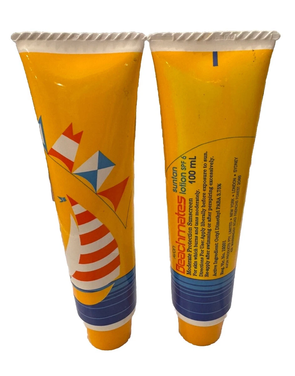 Avon Vintage Beachmates Suntan Lotion SPF 6, 2 X 100 ml Tubes 🇦🇺FREE POSTAGE 