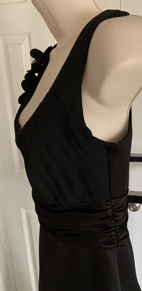 David's Bridal bridesmaid Wedding party dress gown black satin a-line taffeta 4 - Image 3 of 4