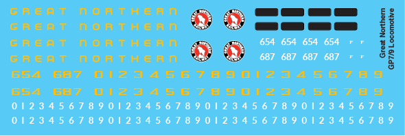 N Scale - Great Northern GP9 Green Orange Locomotive Decals