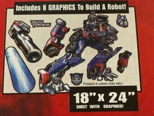 TRANSFORMERS OPTIMUS Wall Decal Build A Bot Poster Hasbro FLYPAPER Reusable