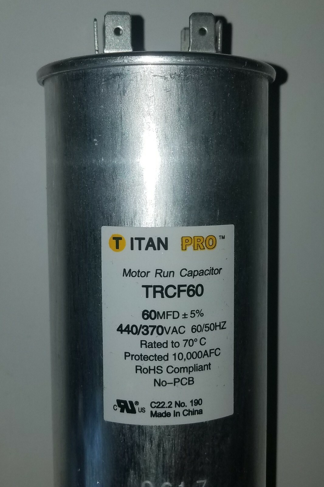Titan Pro TRCF60 Motor Run Capacitor 440/370VAC Qty. 2