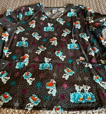 WOMEN'S DISNEY FROZEN OLAF MEDICAL SCRUB TOP-EXTRA LARGE-NWT!
