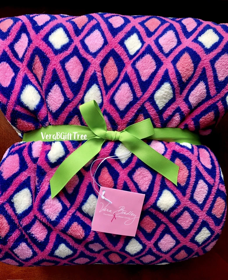 Vera Bradley Throw Blanket KATALINA PINK 🎀DIAMONDS Breast Cancer Awareness NWT - Image 2 of 4