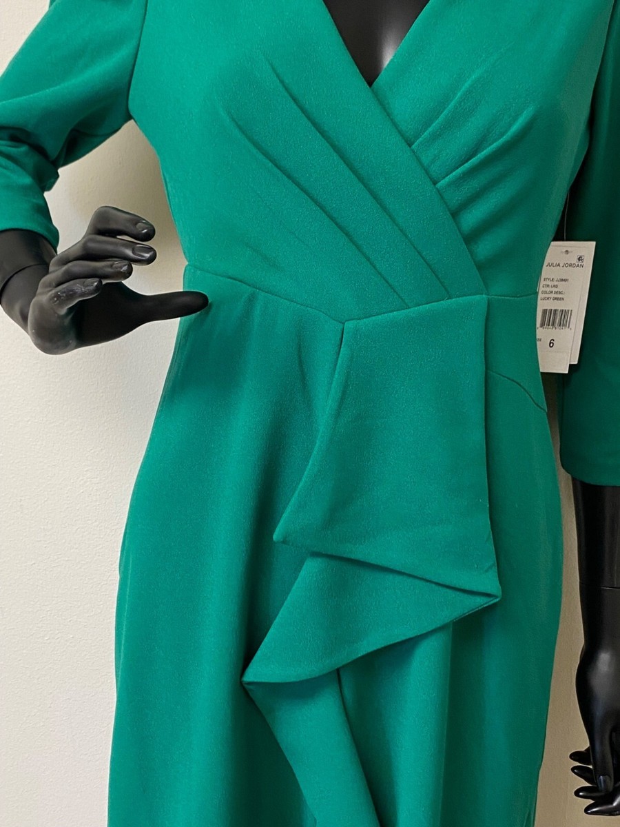 Julia Jordan Women's Lucky Green Pleated Ruffled Front Sheath Dress Size 6 NWT Julia Jordan Women's Lucky Green Pleated Ruffled Front Sheath Dress Size 6 NWT
