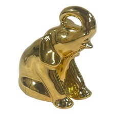 Rookwood Pottery 24K Gold Finish Elephant Sculpture Limited Ed Paperweight 3.5  