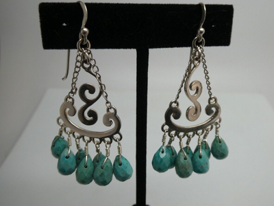 Barse Vintage Sterling 925 Turquoise Chandelier Drop Dangle  display picture 1