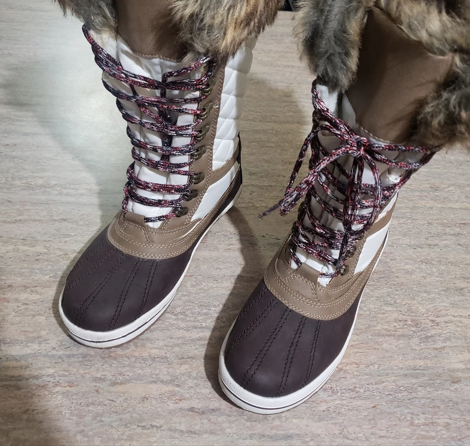 Call It Spring Vegan Leather Water Resistant Faux Fur Lined Winter Boots. Size 7 - Image 3 of 4