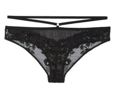 Peek-a-Dew HONEYDEW INTIMATES Skylar Strappy Mesh Bikini panty sz XL Black