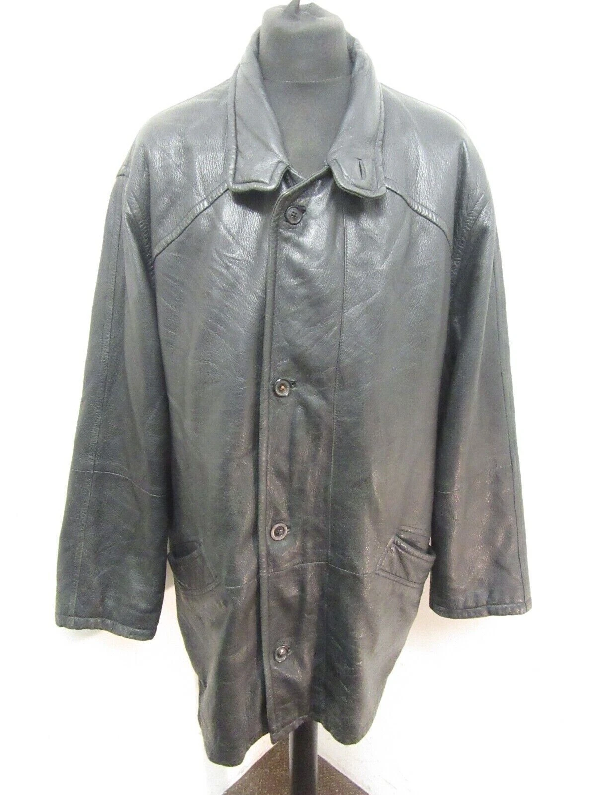 GIACCA DA CAMPO VINTAGE BURBERRY IN PELLE TAGLIA 54 O UK XXL