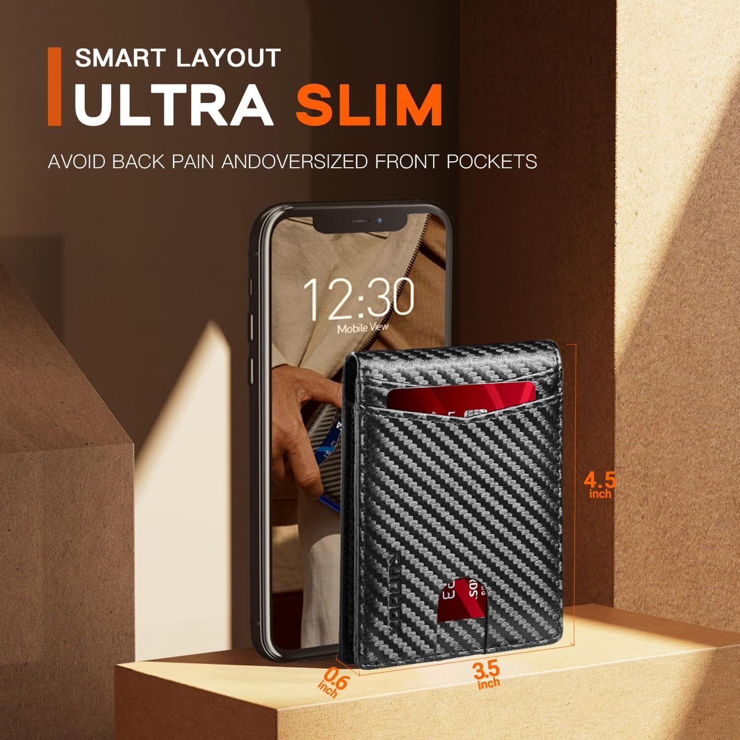 Slim RFID Blocking Leather Bifold Wallet for Men with 8 Slots in Gift Box-image