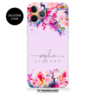 Personalisierte Hülle Name Initialen Silikon Cover für iPhone 12 11 13 Pro Max 15 14