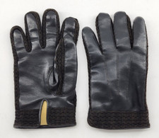 Vintage AVON Vinyl Cotton Fleece Lined Black Faux Leather Gloves Size L