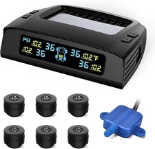 Tymate RV Tire Pressure Monitoring System, Solar Charge TPMS, 6 Sensors & 5