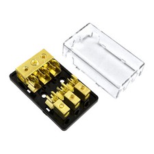 3 position Gold Plated AGU Fuse Holder Distribution Block 4/8 Gauge Power/Ground