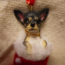 NEW Santa's Little Pals CHIHUAHUA, BLACK & WHITE Ornament from E & S Imports