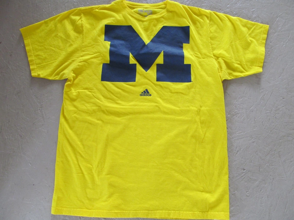 Adidas Michigan Wolverines T Shirt Men s Size L Yellow Navy Blue M
