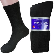 3 6 12 Pairs Mens Circulatory Diabetic Crew Calf Socks Health Cotton Black 9-15