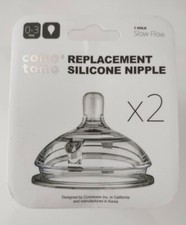 Comotomo Silicone Replacement Nipple 2 Pack Slow Flow 6 Month NEW