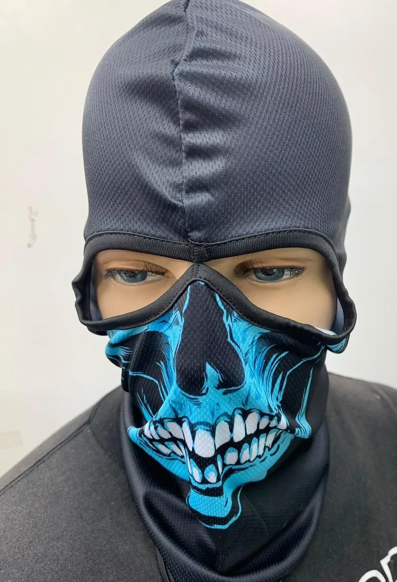 ski mask face cover neck blue skull Motorcycle Ninja Army Hunting gardener  ski