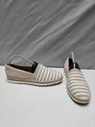 Clarks Serena Paige Shoes 9M Espadrille Slip On Canvas Suede Striped Sable