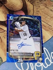 2025 Bowman Draft Chrome 1st Auto Adonys Guzman Blue Wave Refractor /150 Pirates
