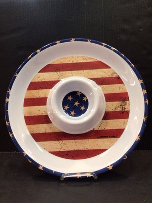Warren Kimble Colonial Flag Chip & Dip Tray Sakura Evolution USA