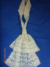 Antik Spitze Jabot Creme bestickt Netz Kragen Bluse Hemd Viktorianisch