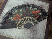 Vintage Folding Oriental Floral Fan