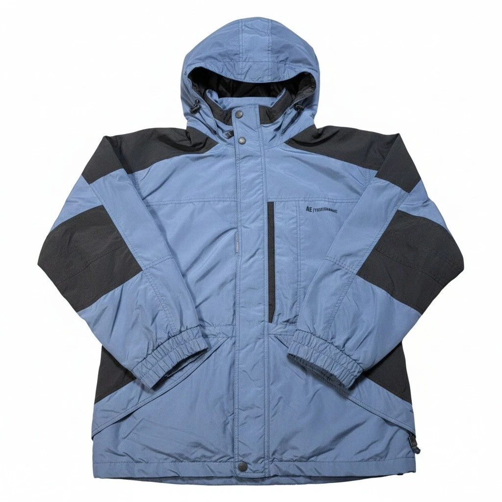 Men's Medium Vintage American Eagle Performance Jacket Blue Black Hooded Gorpco