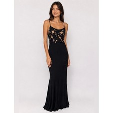 Henri Bendel Frivole Couture Maxi Rosebud Embroidered 90s Y2K Maxi Fairy Grunge