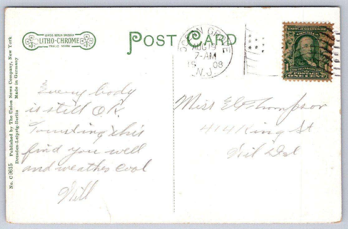 Cursive Pathway Antique New Jersey Postcard OCEAN GROVE Pathway Auditorium 1908 | eBay