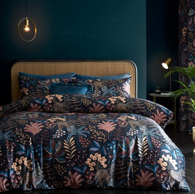 Catherine Lansfield Dschungel Katzen Samt Bettbezug Quilt Bettwäsche Bettset Doppelbett
