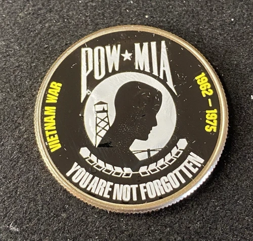 New ListingColorized Kennedy JFK Half Dollar Vietnam War Pow Mia You're Not Forgotten