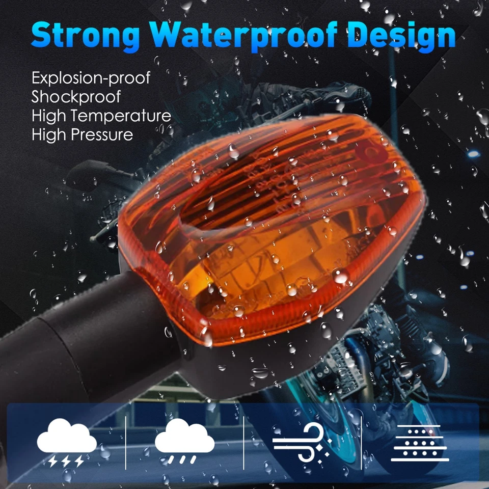 Set x4 Amber Signal Indicators Lights For Kawasaki ER-5 (ER500A) 1997 - 2000 - Image 4 of 4