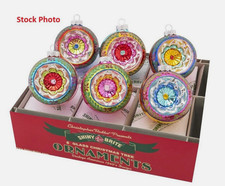 Shiny Brite Christmas Confetti 6 Count 3.25" Decorated Reflector Rounds 4028014