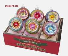 Shiny Brite Christmas Confetti 6 Count 3.25" Decorated Reflector Rounds 4028014