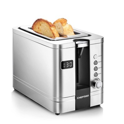 Chefman 2-Slice Digital Toaster, Pop-Up, Stainless Steel, Extra-Wide Slots