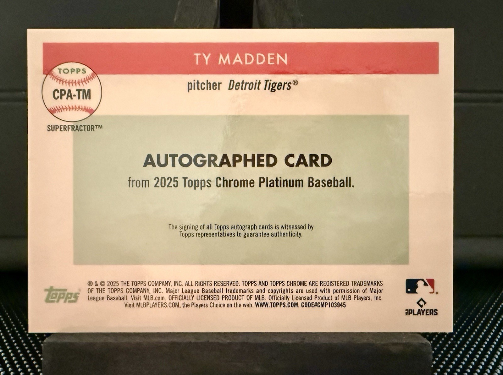 TY MADDEN RC 1/1 SUPERFRACTOR ON CARD AUTO TIGERS 2025 TOPPS CHROME PLATINUM view 7