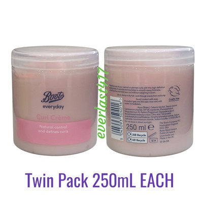 Boots Curl Creme Natural Control Defines Curls Shine Hold Twin Pack hold  style UK