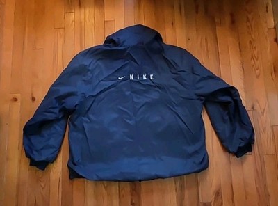 Vintage Nike Windbreaker Jacket XL Navy Full Zip Hooded Big Logo Swoosh Y2K 90s