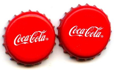 2 Soda Bottle Caps / 2 Soda Capsules: ''COCA COLA'' Red Capsule