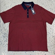 Vineyard Vines Polo Shirt Mens L Red Navy Stripe OTG On The Go Merino Wool NEW